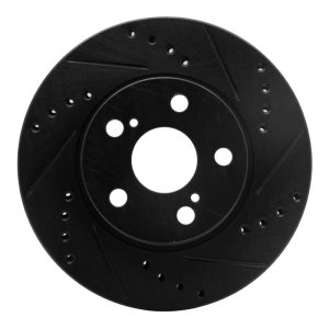 Toyota Prius Brake Rotor (1) - Front Right - R1 Concepts - Drilled & Slotted - Black - `04-`09